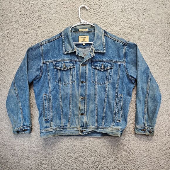 Outdoor Expedition Denim Jacket Womens Size XL Blue‎ Collared Button Up Trucker - Picture 1 of 11